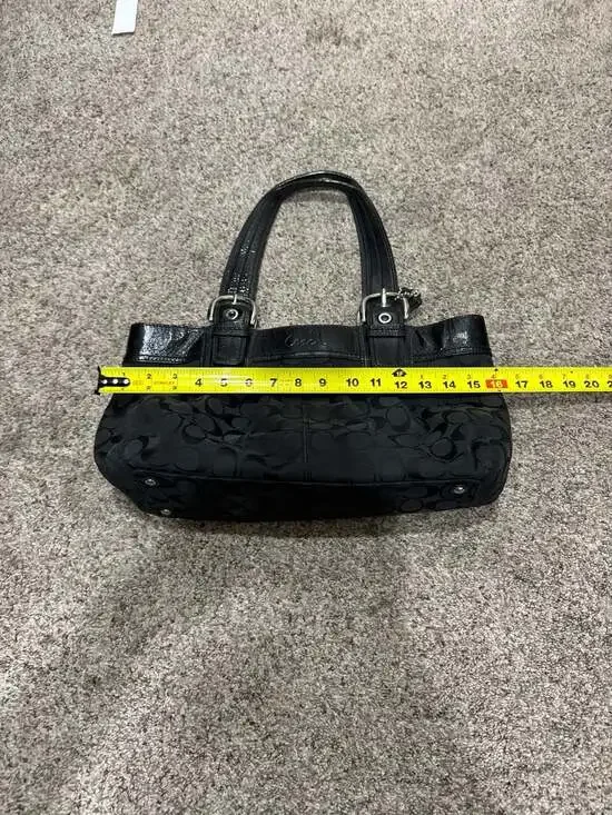 Coach Soho Large Signature Pleated Tote Black Canvas and Leather F13742 - Picture 7 of 12